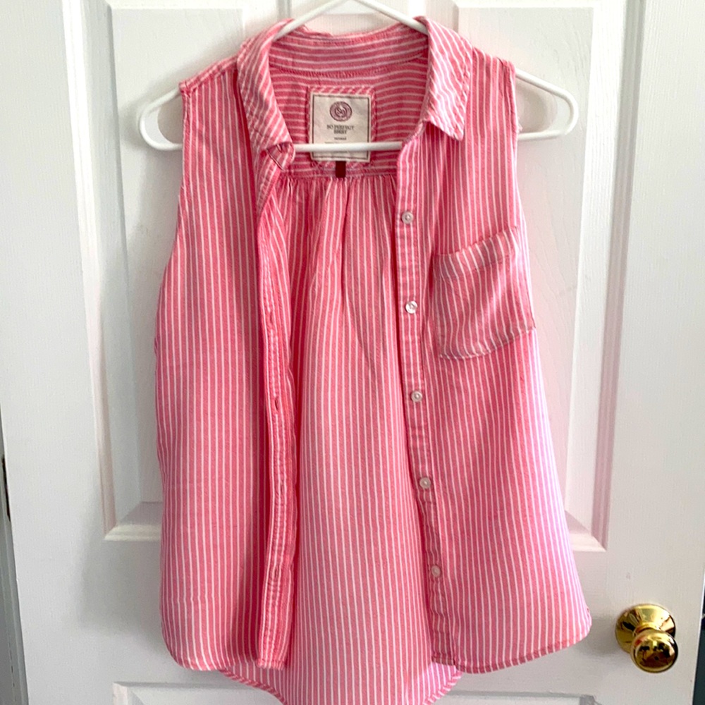 Pink and white striped tank blouse